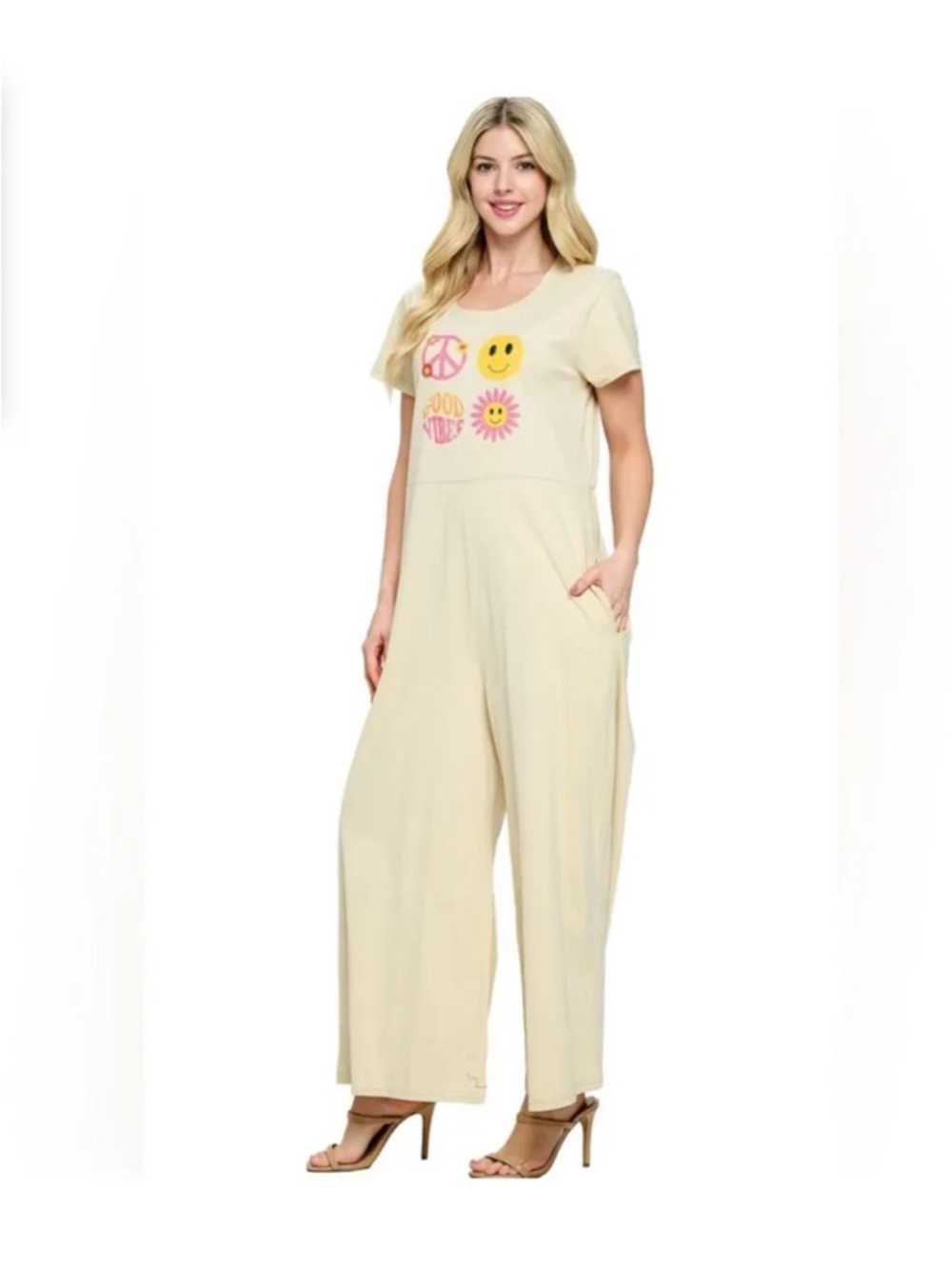 Yak & Yeti Cream  with Tags prairie farm dopamine jumpsuit fun cheerleader vibe